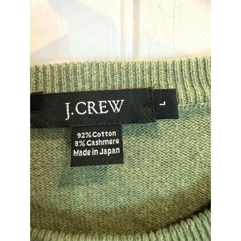 J.Crew Cotton Cashmere Crewneck Sweater Green Men’s Large Made in Japan Soft
